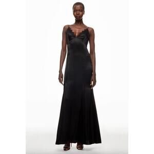 L'agence Zanna Black Lace Trim Gown Sz 4